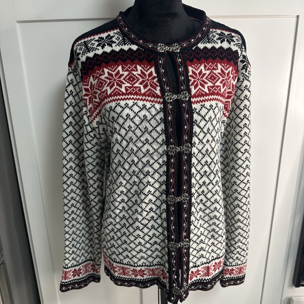Croft and Barrow Christmas Holiday Sweater Snowflakes Size XL Vintage